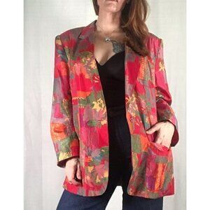 90's Vintage "Sellecca" Bright Multicolor Abstrac Print Oversize Blazer